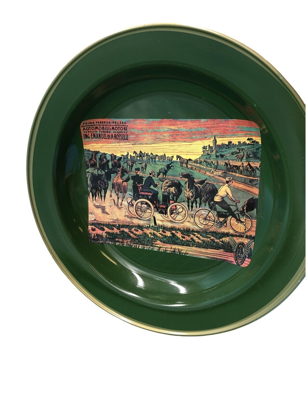 Vintage Nevco Green Metal Collector Plate 1573-BF Made In South Africa Decor 4pc